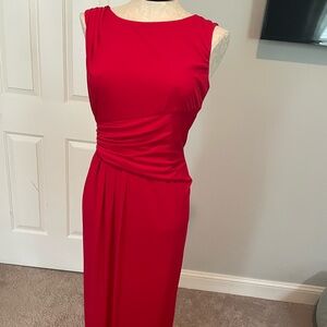 Calvin Klein red gown.  Understated but very beautiful.